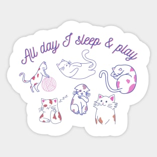 All day I sleep & play Sticker